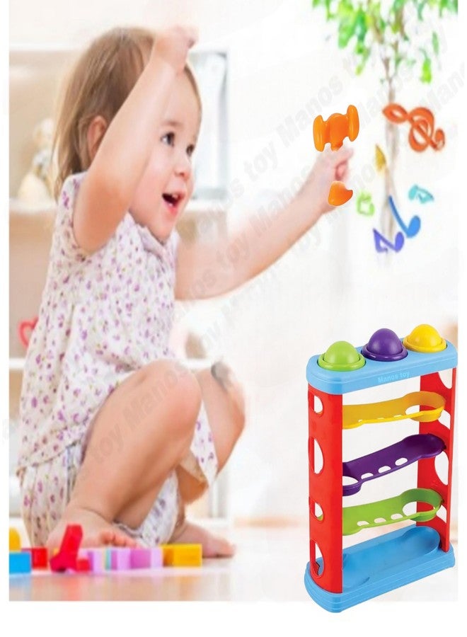Manos Hammer Knock Ball Toy for Kids, 3 Track Colour Toy Pack of 1 - Image 2